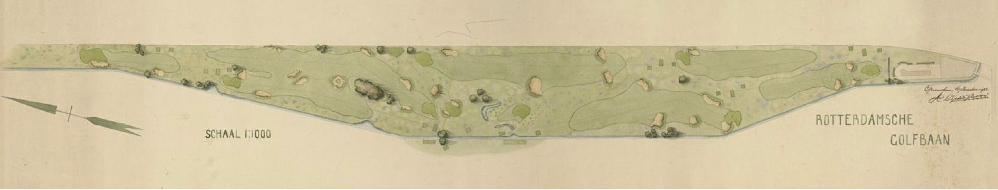 Tekening van de Rotterdamsche Golfbaan 1933